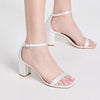 Stuart Weitzman Women's 75mm Nearlynude Shine Sandals, White/Moonlight, 6.5 Medium US