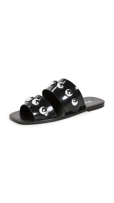 SCHUTZ Women's Lizzie Sandals, Black, 7 Medium US