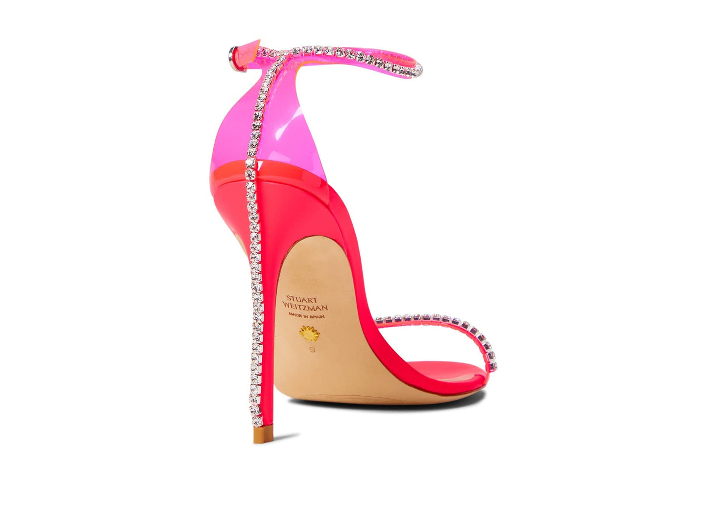 Stuart Weitzman Nudistglam 100 Sandal Neon Pink/Neon Pink/Clear 8.5 B