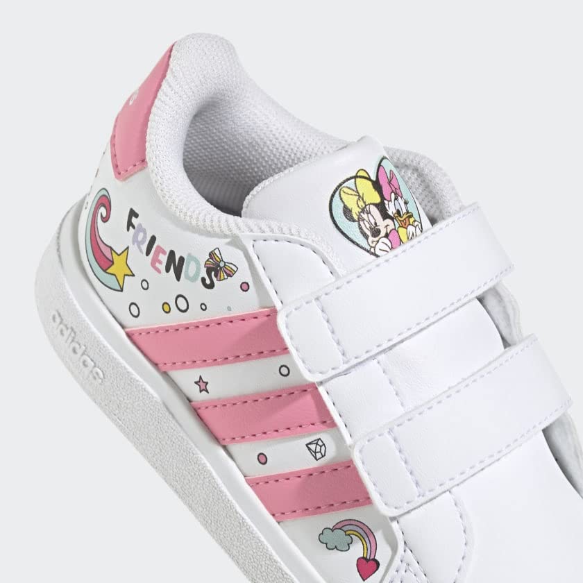 adidas Minnie Mouse Grand Court Shoes Kids', White, Size 6K