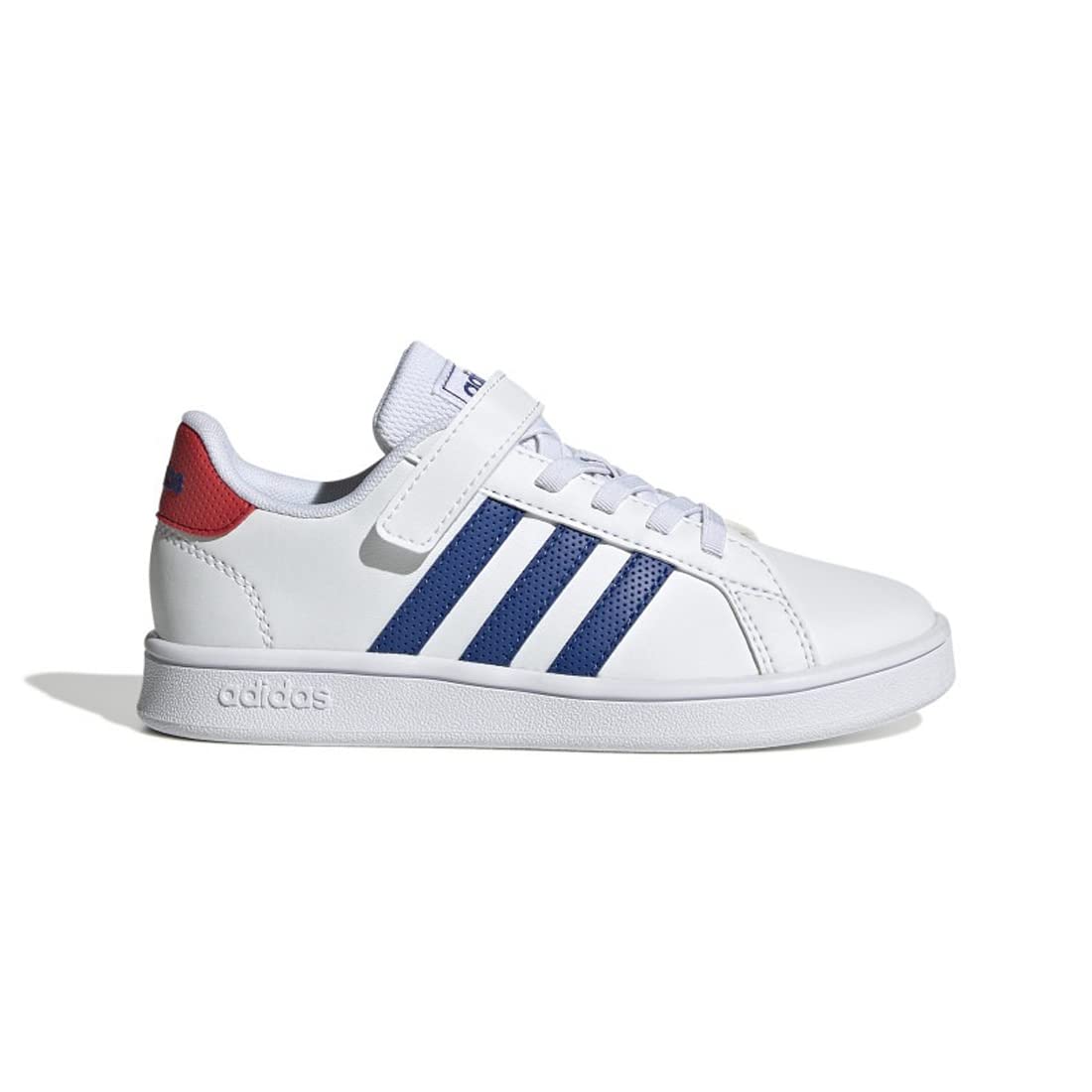 Adidas Little Kids Unisex Grand Court Sneakers, White/Team Royal Blue/Vivid Red, 1.5