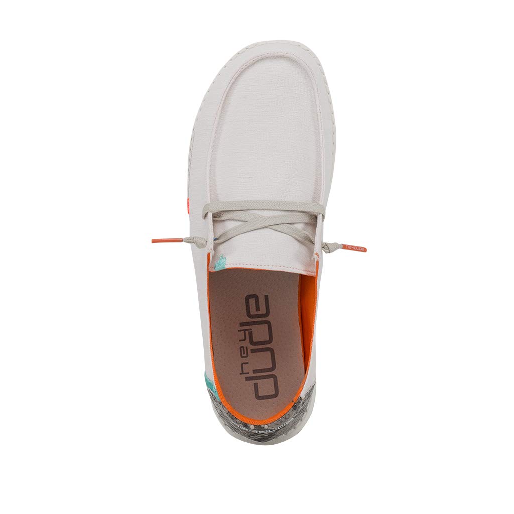 Hey Dude Women's Wendy Snake Linen White Size 10 | Women’s Shoes | Women’s Lace Up Loafers | Comfortable & Light-Weight