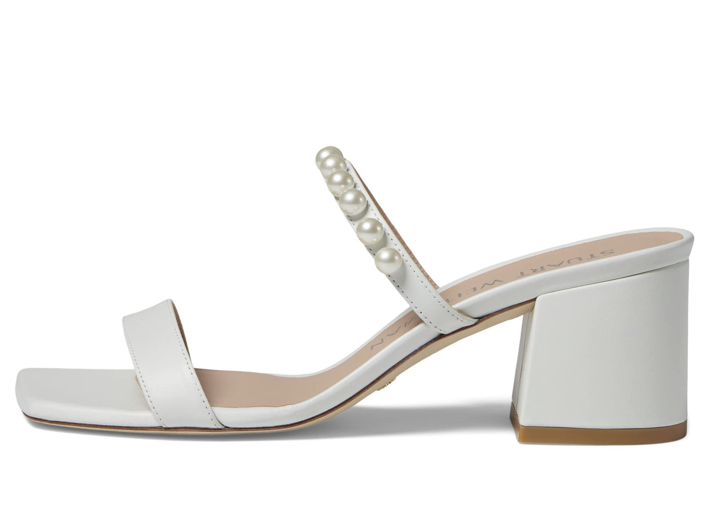 Stuart Weitzman Goldie 60 Block Slide White 9 B