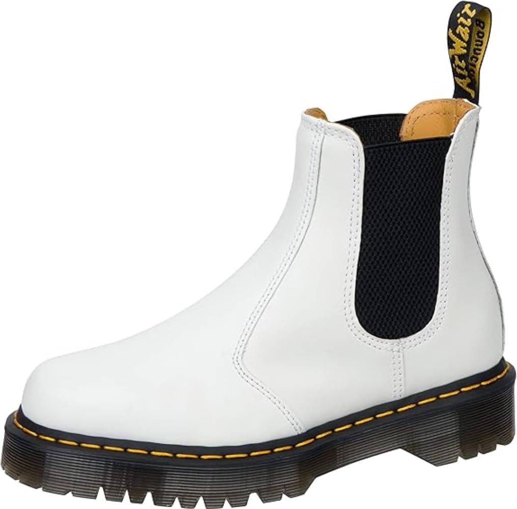 Dr. Martens, Unisex 2976 Bex Chelsea Boots, White Smooth, 11 US Women/10 US Men