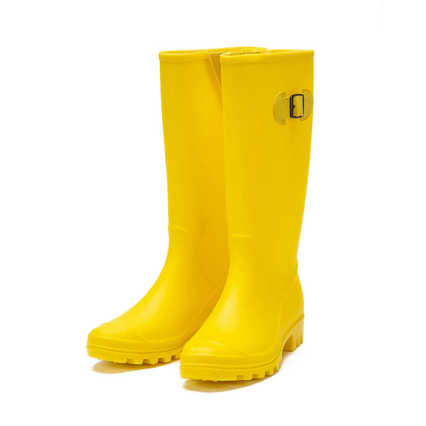 DKSUKO Rain Boots for Women Waterproof Elastic Wellington Boots (7 B (M) US, Yellow)
