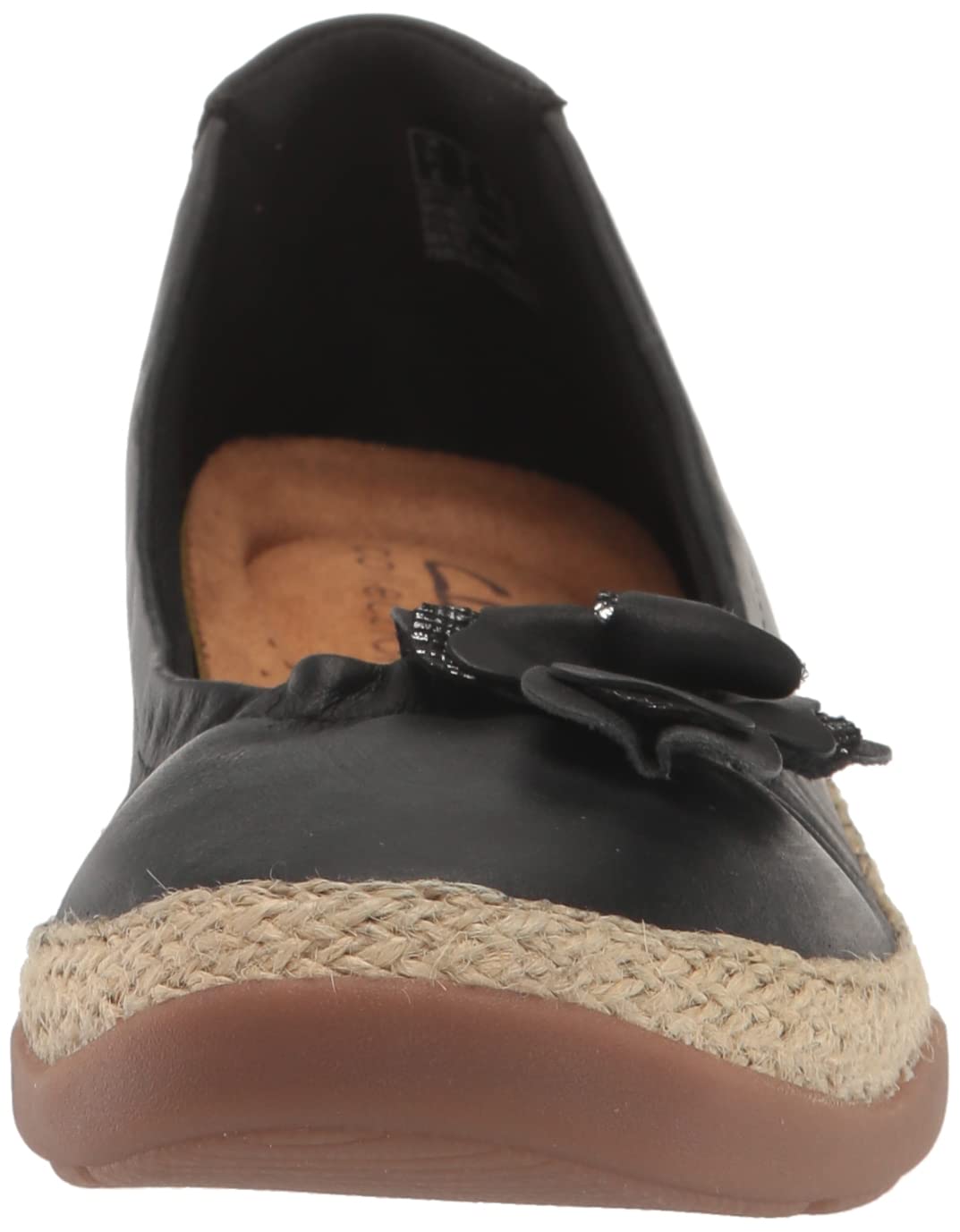 Clarks Collection Women's Elaina Jade Ballet Flat, Black Leather, 10 Medium US