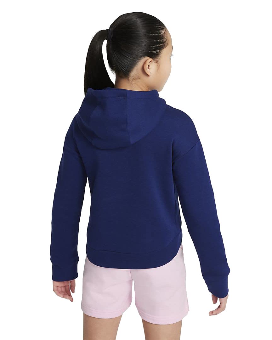 Nike Girl's Sportswear Club Fleece Hoodie (Little Kids/Big Kids) Blue Void/Arctic Punch/White MD (10-12 Big Kid)