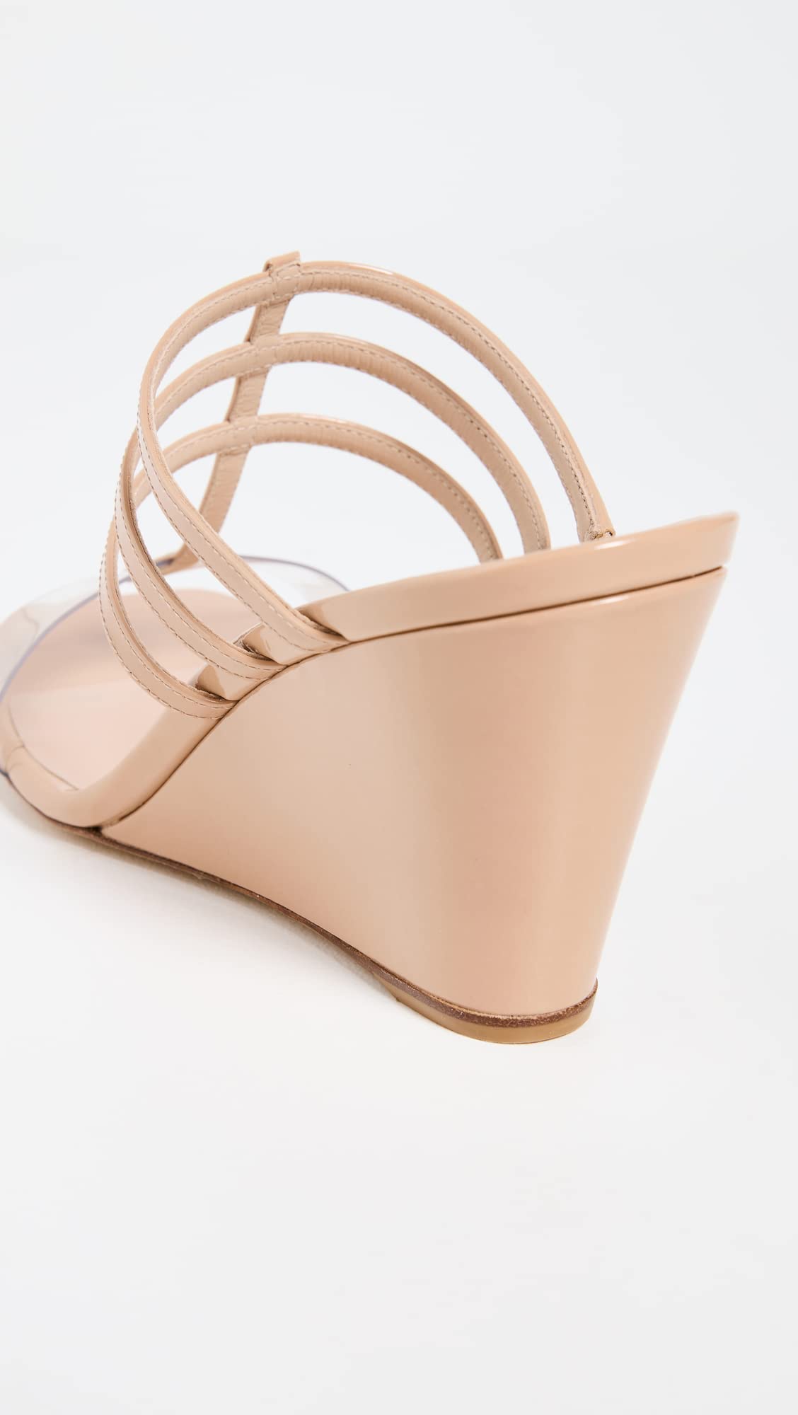 Stuart Weitzman Women's Deco Wedges 85mm, Adobe/Clear, 11 Medium US