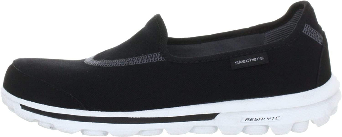 Skechers Women's Go Walk Original Slip-On Walking Shoes, Black/White, 8 W US