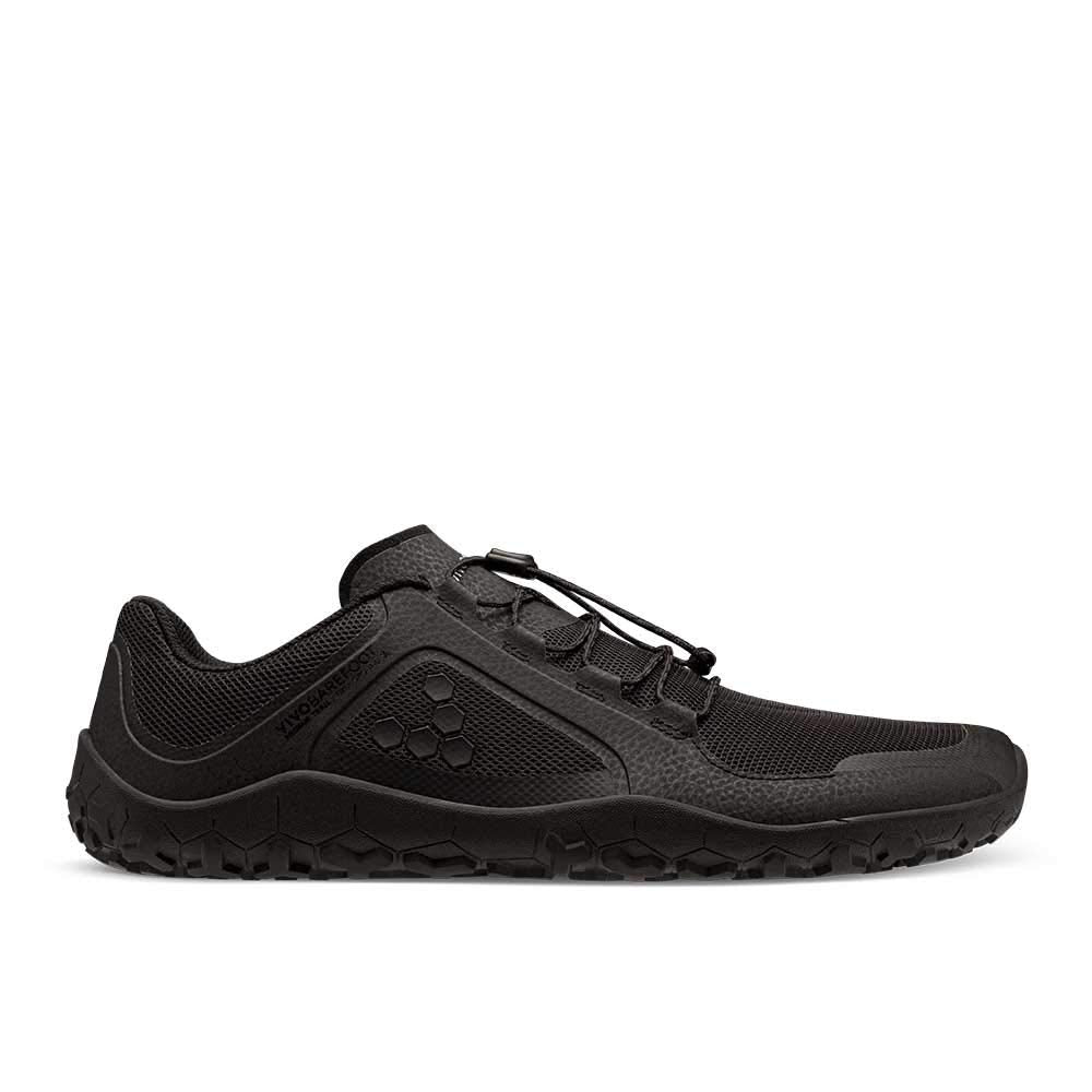 Vivobarefoot Primus Trail II FG, Womens Recycled Breathable Mesh Off-Road Shoe with Barefoot Firm Ground Sole Obsidian