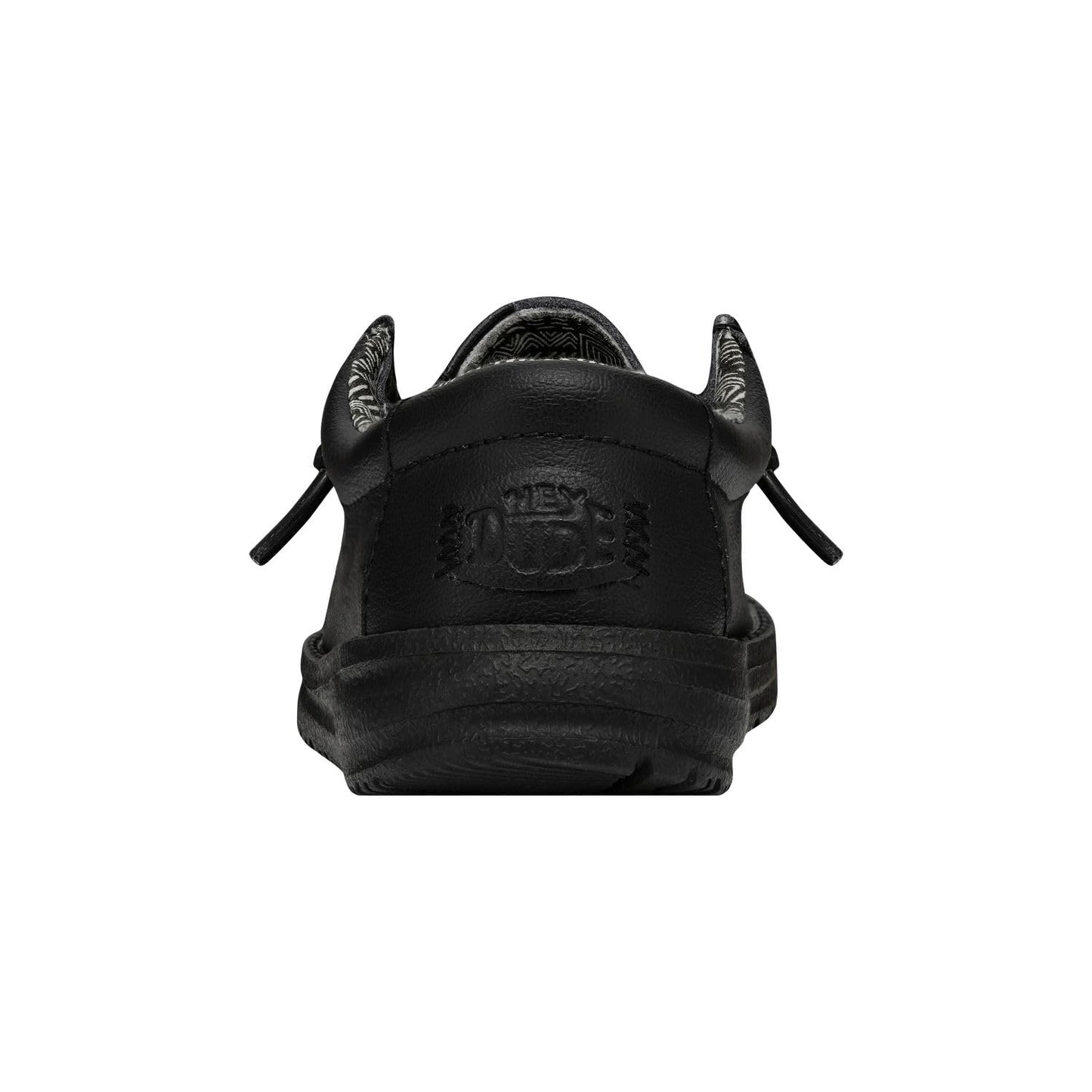 HEYDUDE Wally Youth Mono Leather Black Size 2 | Kids Shoes | Kids Slip-on Loafers | Comfortable & Light-Weight