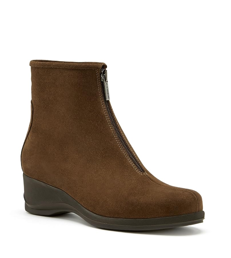 La Canadienne Shiane - Women's Luxury Handmade Casual Brown Waterproof Italian Suede Wedge Heel Bootie (numeric_9_point_5)