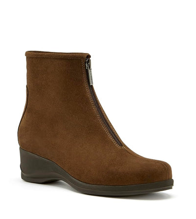 La Canadienne Shiane - Women's Luxury Handmade Casual Brown Waterproof Italian Suede Wedge Heel Bootie (numeric_9_point_5)