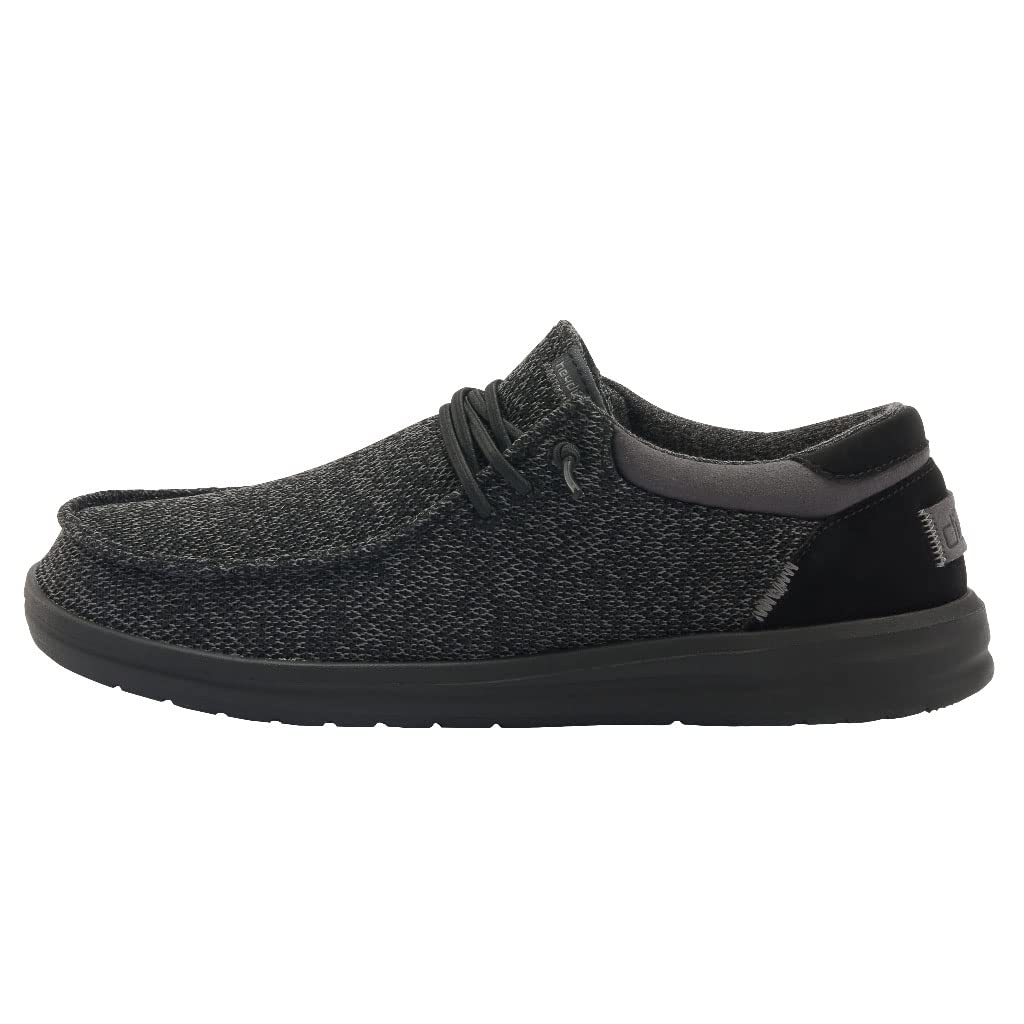 Hey Dude Men's Paul Sox Total Black Size 12 | Men’s Shoes | Men's Lace Up Loafers | Comfortable & Light-Weight