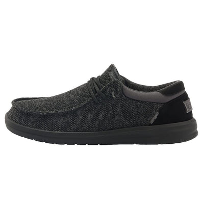 Hey Dude Men's Paul Sox Total Black Size 12 | Men’s Shoes | Men's Lace Up Loafers | Comfortable & Light-Weight