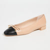 Stuart Weitzman Women's Sleek Bow Flats, Adobe/Black, 5.5 Medium US