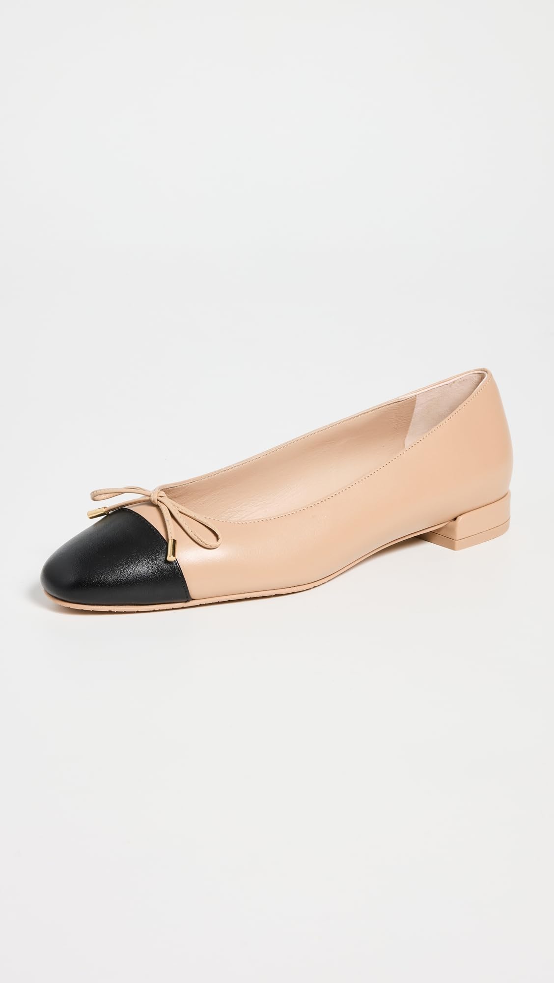 Stuart Weitzman Women's Sleek Bow Flats, Adobe/Black, 5.5 Medium US