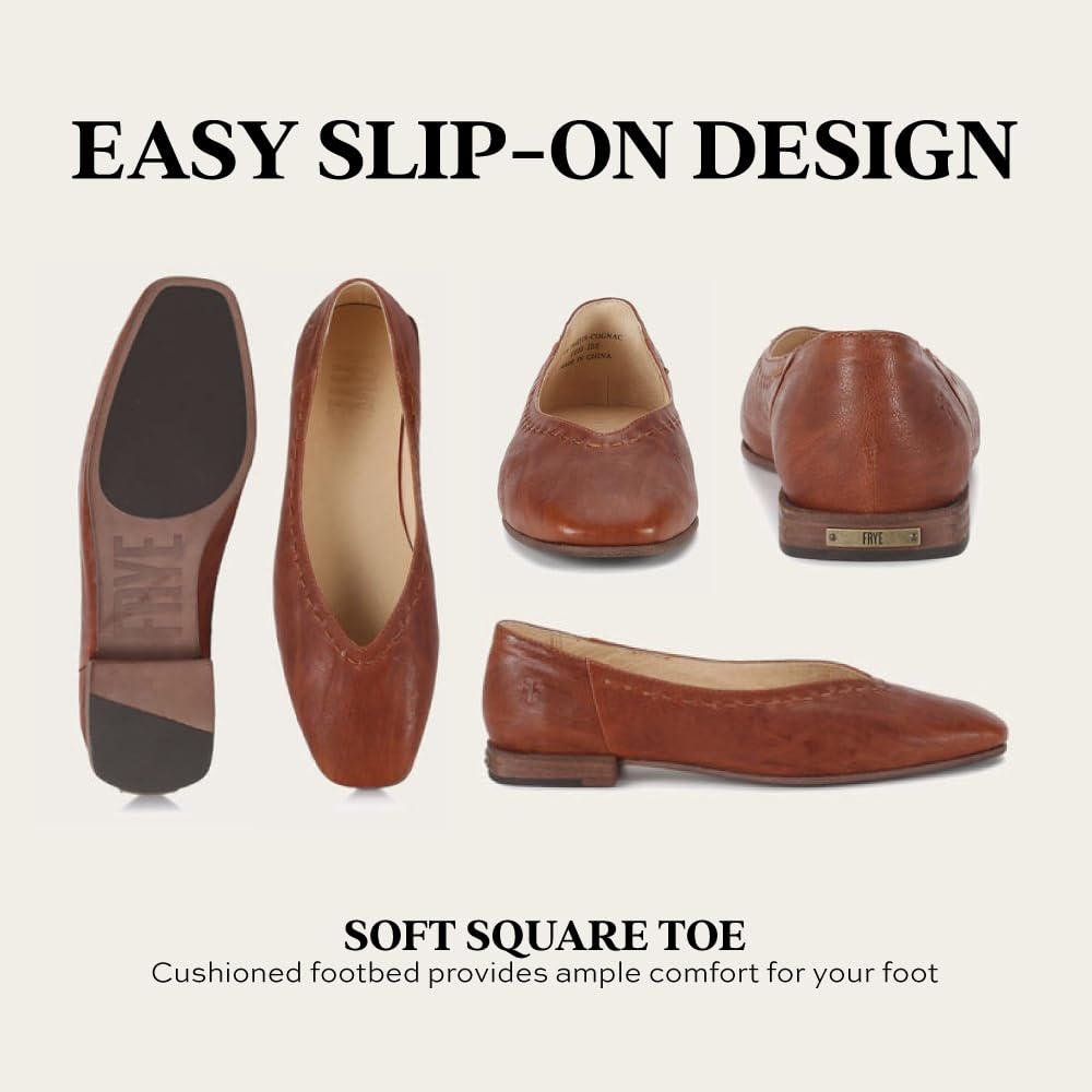 Frye Women's Claire Flat Shoe, Cognac - 6.5 M
