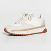 Madewell Women's Kickoff Trainer Sneakers in Neutral Colorblock Leather, Antique Cream Multi, 6 Medium US