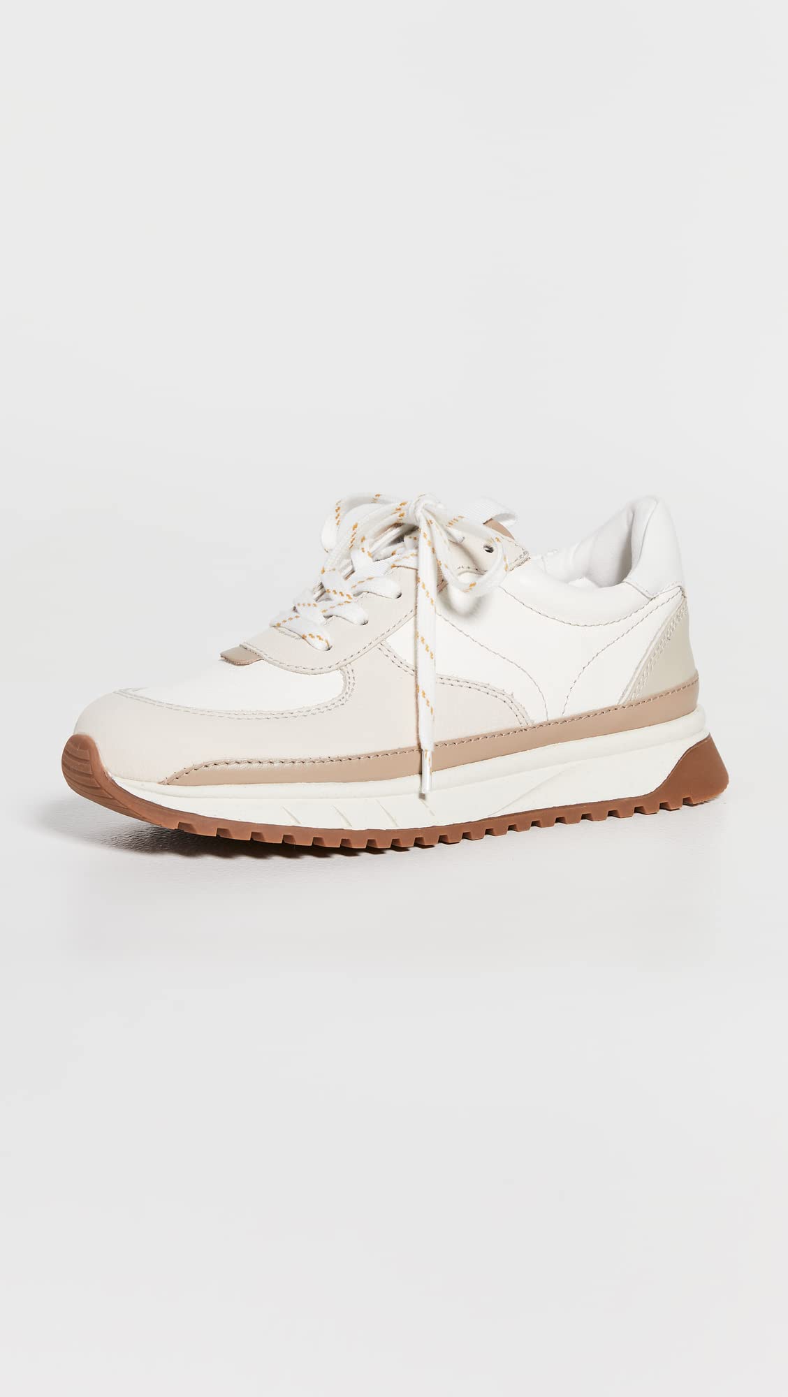 Madewell Women's Kickoff Trainer Sneakers in Neutral Colorblock Leather, Antique Cream Multi, 6 Medium US