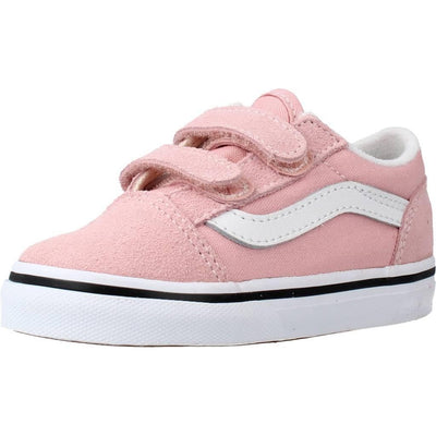 Vans Baby Girl's Old Skool V (Infant/Toddler) Powder Pink/True White 4.5 Toddler M
