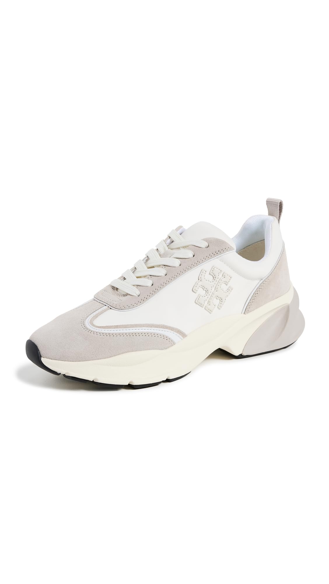 Tory Burch Women's Good Luck Trainer Sneakers, Bianco/Fossil Stone, 4.5 Medium US