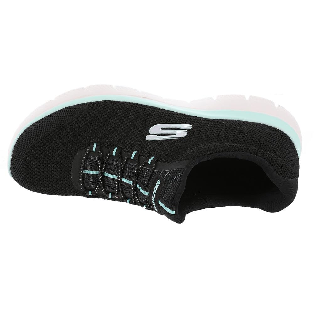 Skechers Sport Summits-Cool Classic Athletic Sneaker Women's Sneaker, 11 C/D US, Black-Turquoise