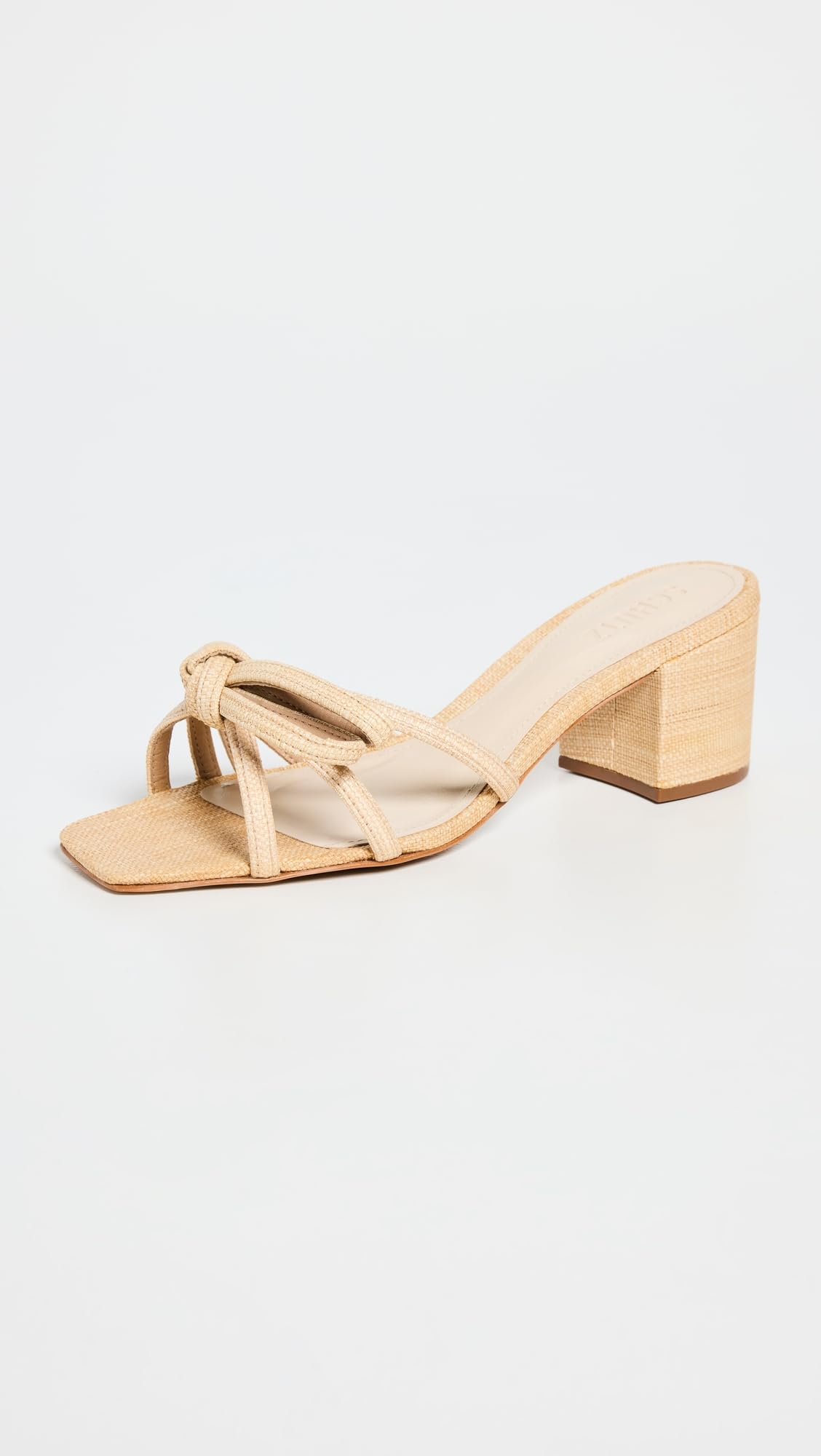 SCHUTZ Women's Palha Block Heels, Raffia, Tan, 10 Medium US
