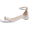 Stuart Weitzman Nudistcurve Pearl Flat Sandal Silver 9 B