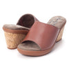 Amaztep Women's Platform Wedge Leather Sandal Open Toe Slip On Walking Comfortable Slide Sandals for Summer Dressy Casual (Brown, Size 6.5, Medium)
