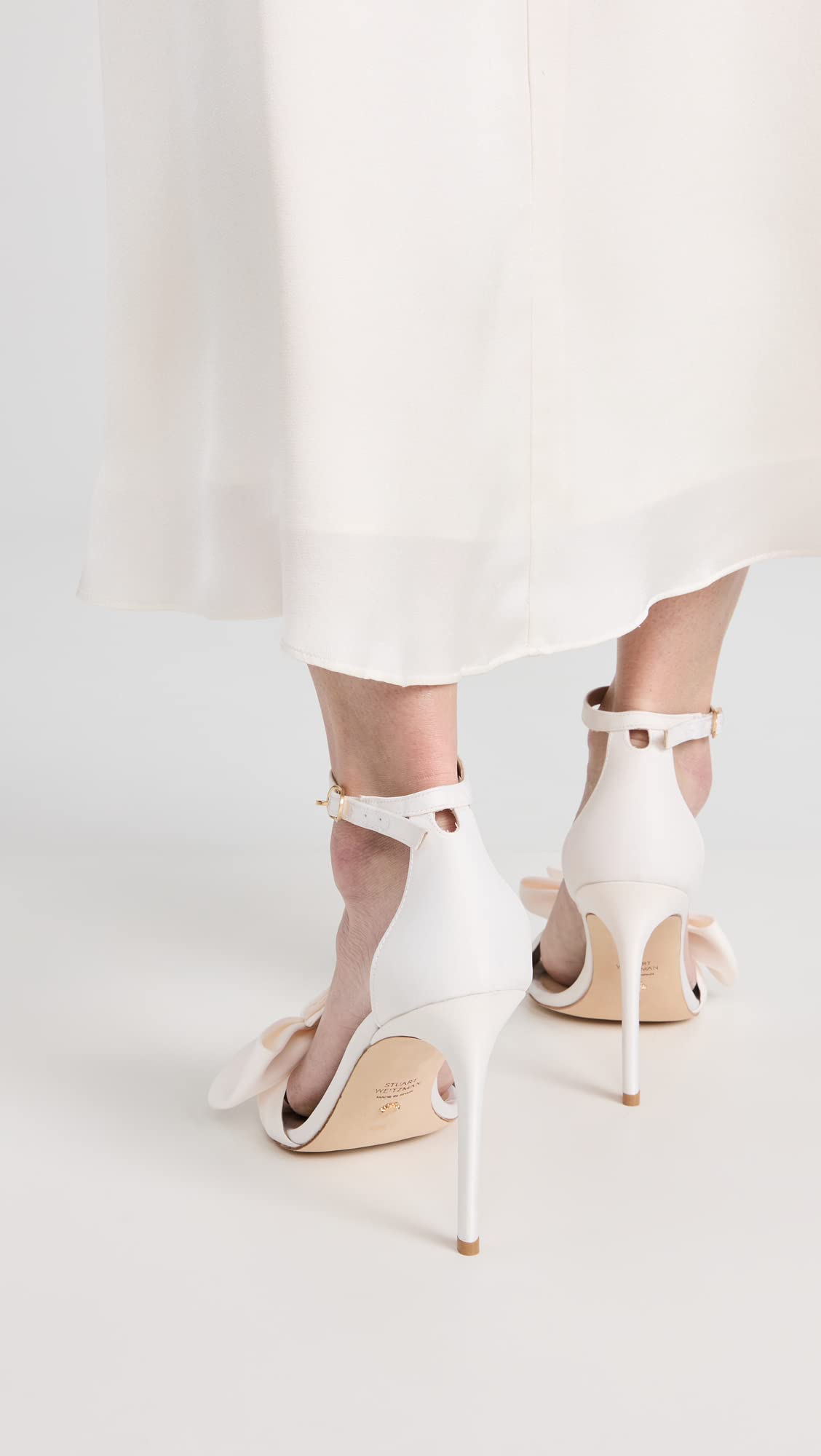 Stuart Weitzman Women's Nudistcurve Love Knot 100mm Sandals, Ivory, White, 11 Medium US