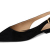 Lauren Ralph Lauren, Women, Londyn Suede Slingback Flat, Black, 7.5, Medium