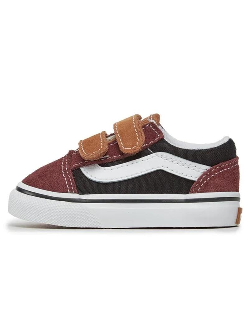 VANS Baby Old Skool Maroon Black Sneaker, brown, 24.5 EU