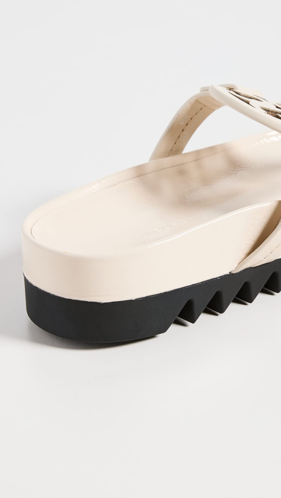 Tory Burch Women's Miller Cloud Lug Sole Sandals, New Cream/Perfect Black, 7 Medium US