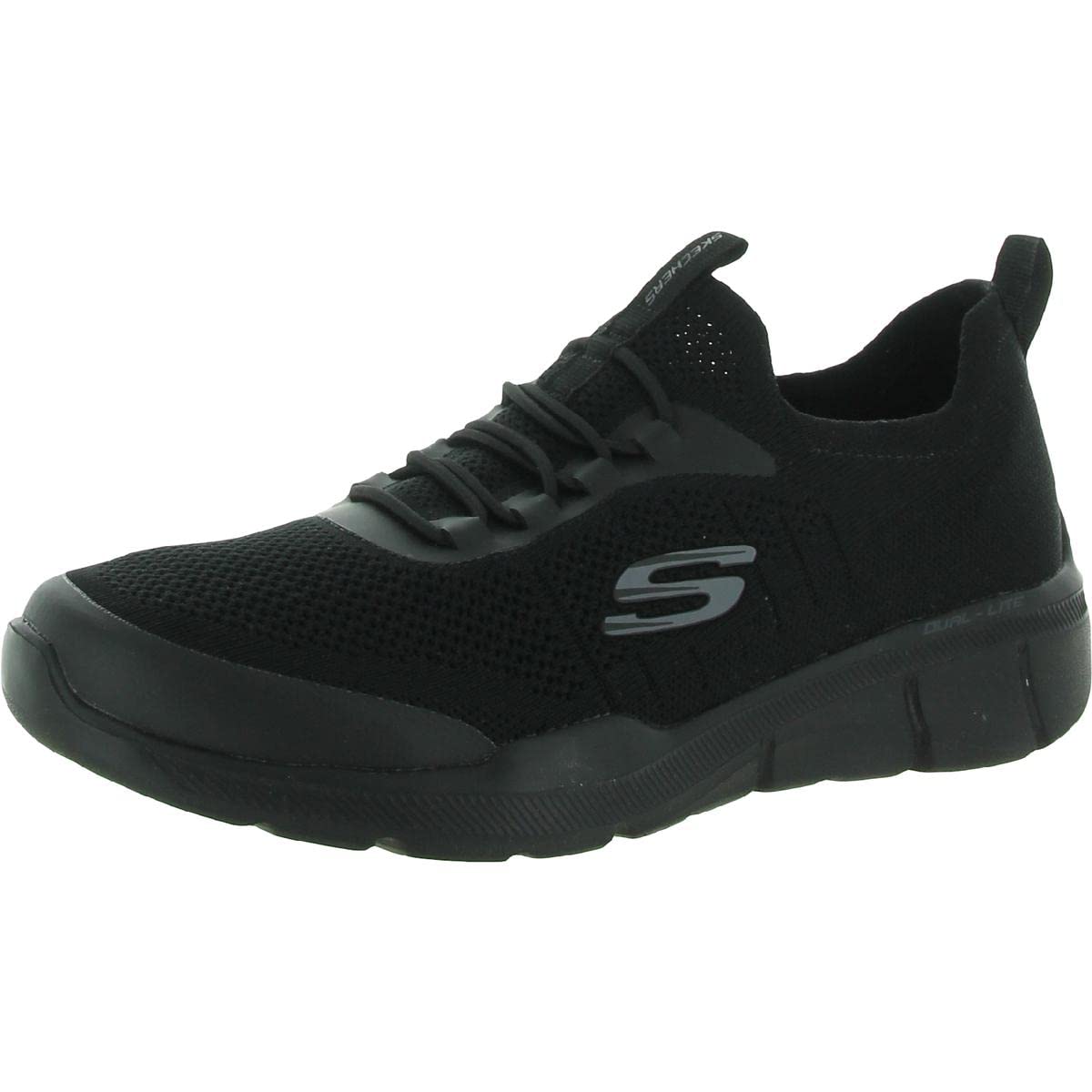 Skechers Men's Memory Foam Mesh Knit Bungee Lace Athletic Sneaker (12, Black, Numeric_12)
