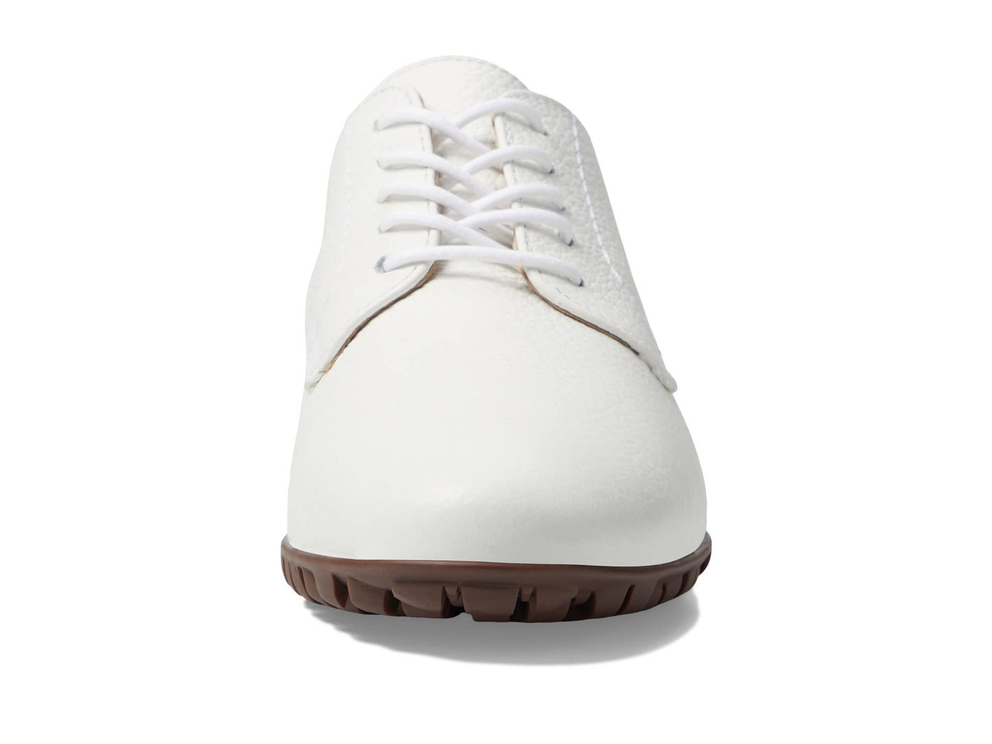 Marc Joseph New York® Pacific Golf Shoes for Women – Leather Construction – Synthetic Outsole – Almond Toe White Grainy 7 M