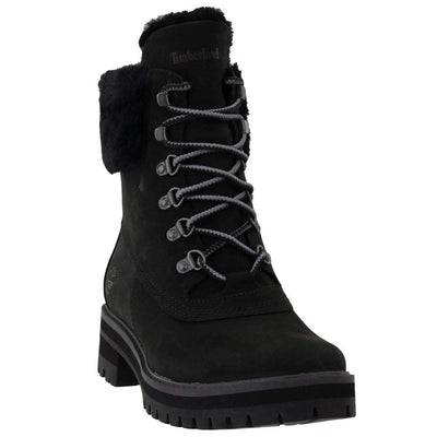 Timberland Women's Courmayeur Valley Waterproof 6in with Shearling Fashion Boot Black Nubuck 7.5 M US