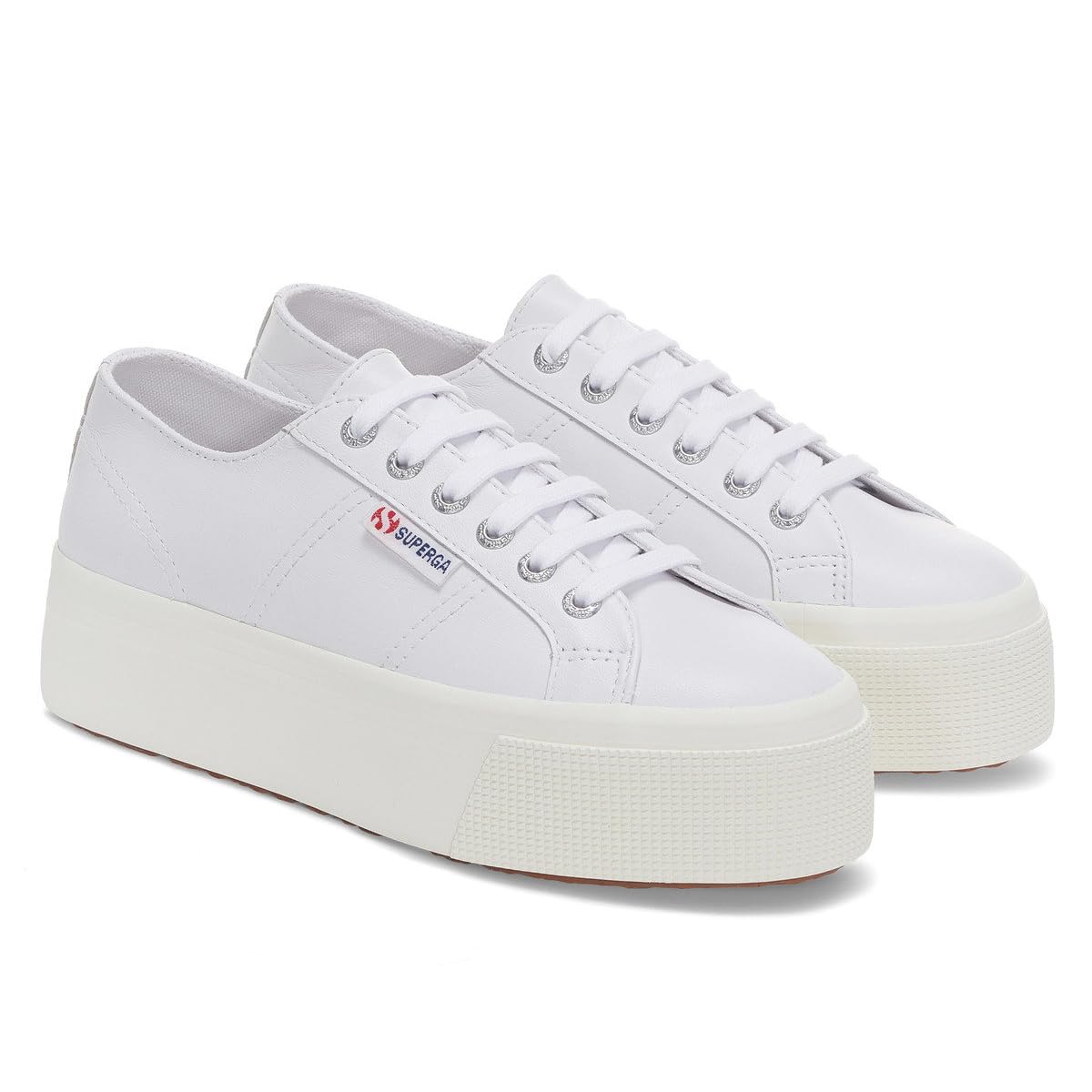 Superga 2790 Nappa Optical White/Silver Full Avorio EU 37.5 (US Women's 7) Medium