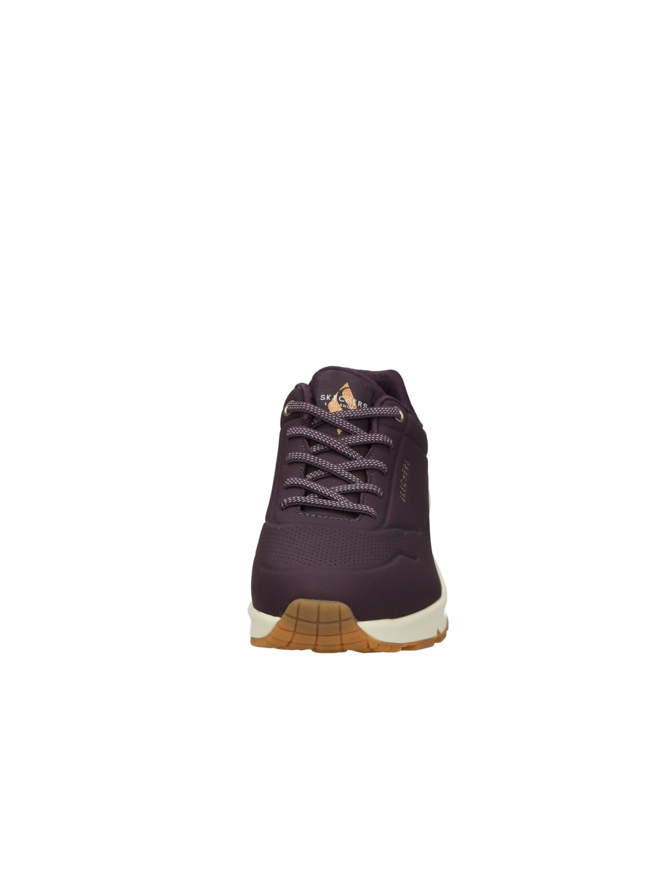 Skechers Women's Uno Shimmer AwaySneaker, Dark Purple Durabuck Rosegold Duraleather M, 8 UK