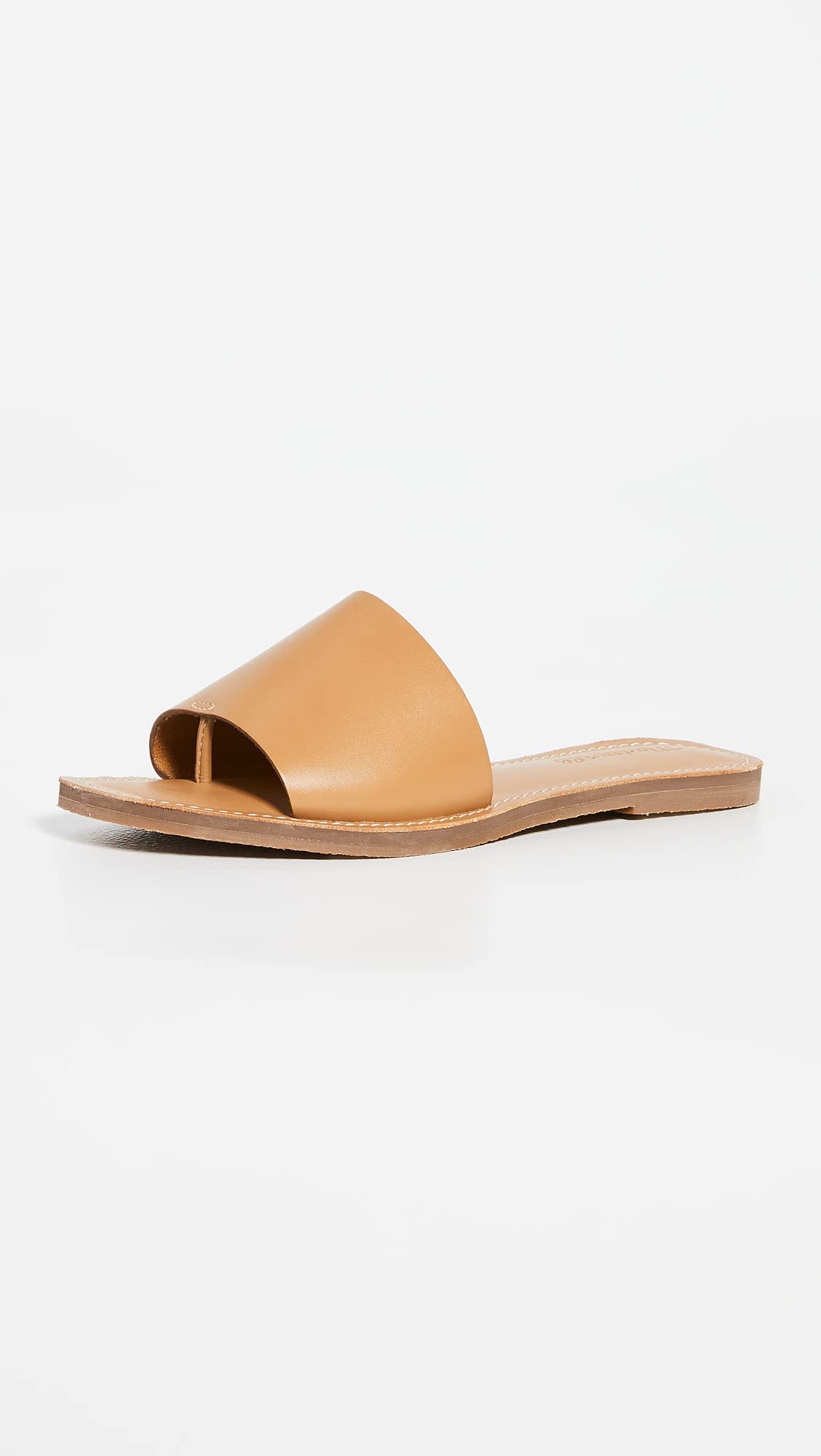 Madewell The Boardwalk Post Slide Sandal in Leather Desert Camel 10 M