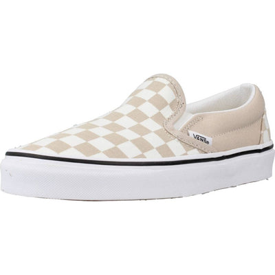 Vans Women's UA Classic Slip-On Sneakers, Color Theory Checkerboard, Tan, Off White, Print, 7 Medium US