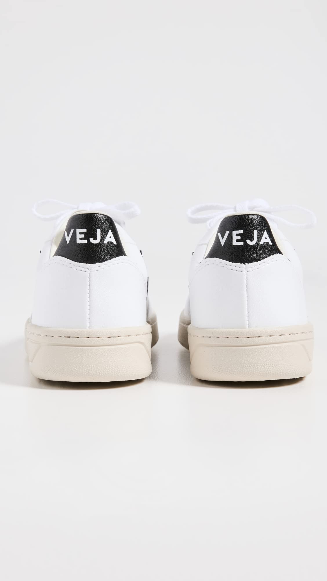 Veja Women's V-10 Lace Up Sneakers, White/Black, 4 Medium US