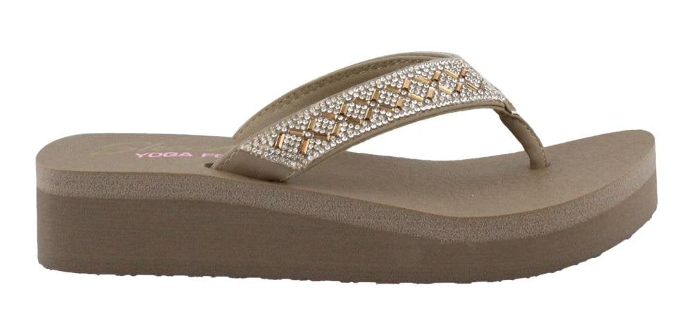 Skechers Cali Women's Vinyasa-Lotus Princess Flip-Flop, Taupe, 9 B(M) US