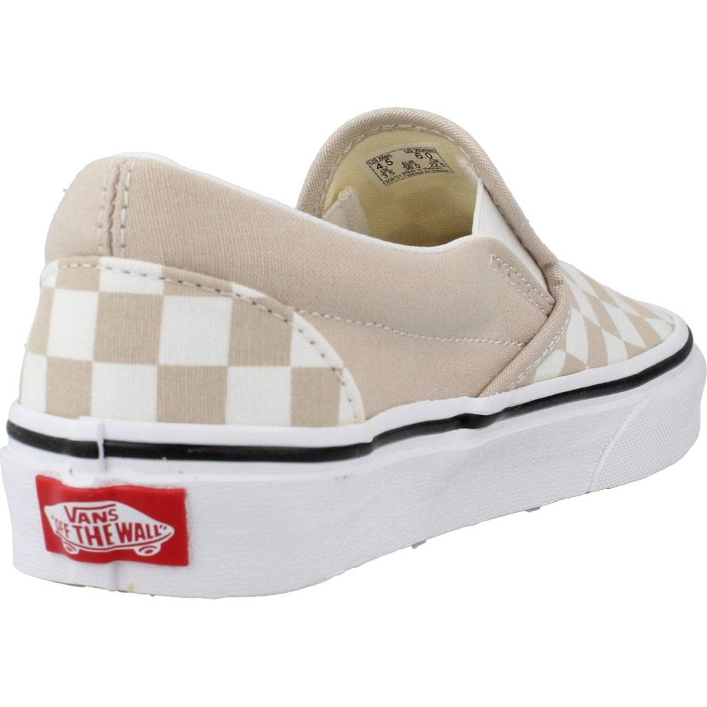 Vans Women's UA Classic Slip-On Sneakers, Color Theory Checkerboard, Tan, Off White, Print, 7 Medium US