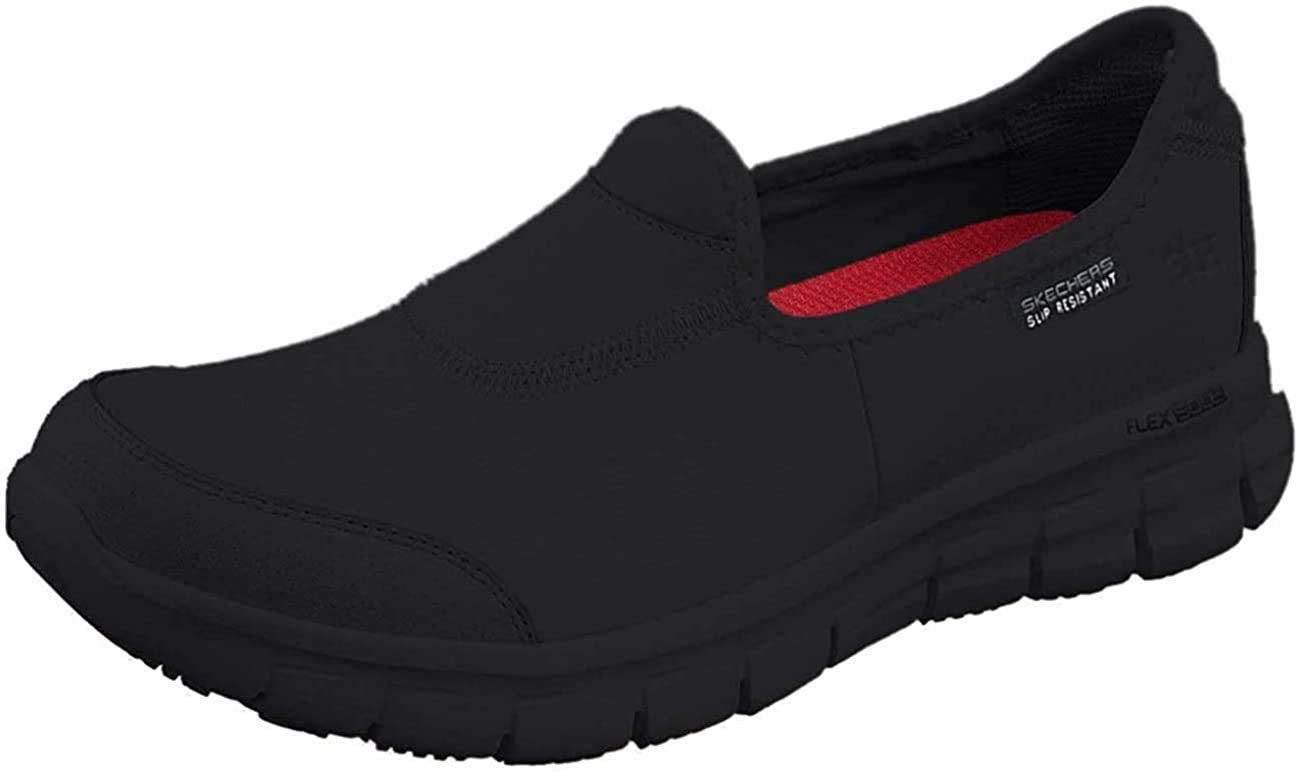 Skechers for Work Women's Sure Track Slip Resistant Shoe, Black, 9.5 M US