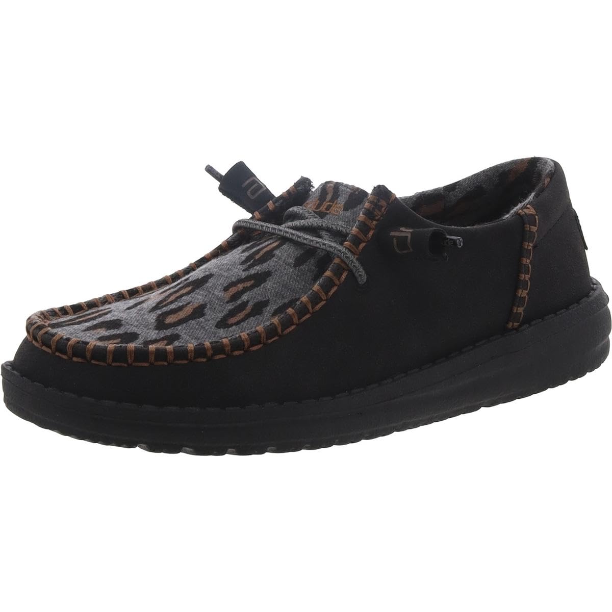 HEYDUDE Women's Wendy Funk Phantom Leopard Size 5 | Women’s Shoes | Women’s Lace Up Loafers | Comfortable & Light-Weight