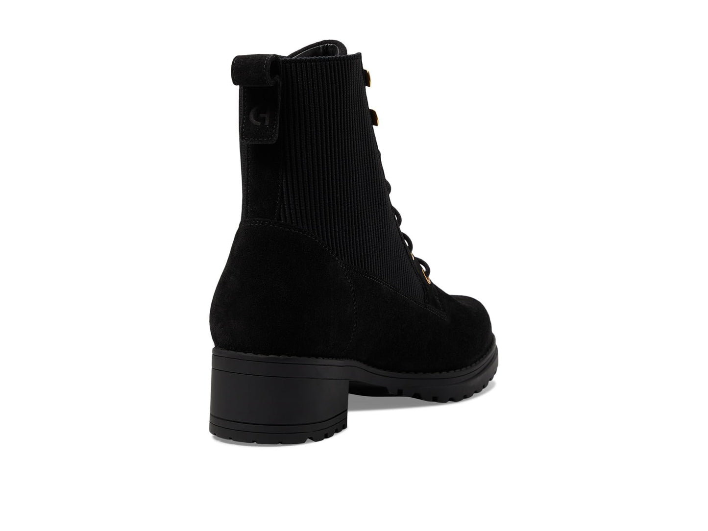 Cole Haan WOMENS CAMEA WP COMBAT BOOT II, BLACK SUEDE WATERPROOF, 10 C US