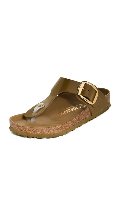 Birkenstock Women's Gizeh Big Buckle Sandals, High Shine Mud Green, 11 Medium US