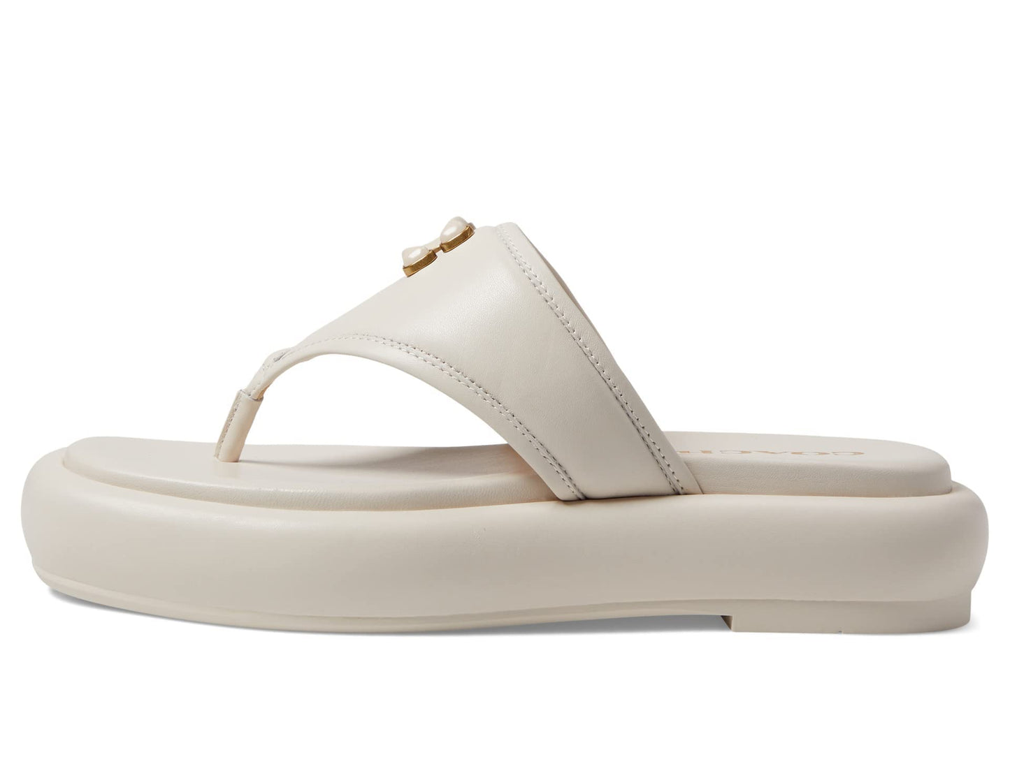 Coach Sylvie Leather Sandal Chalk 9 B (M)