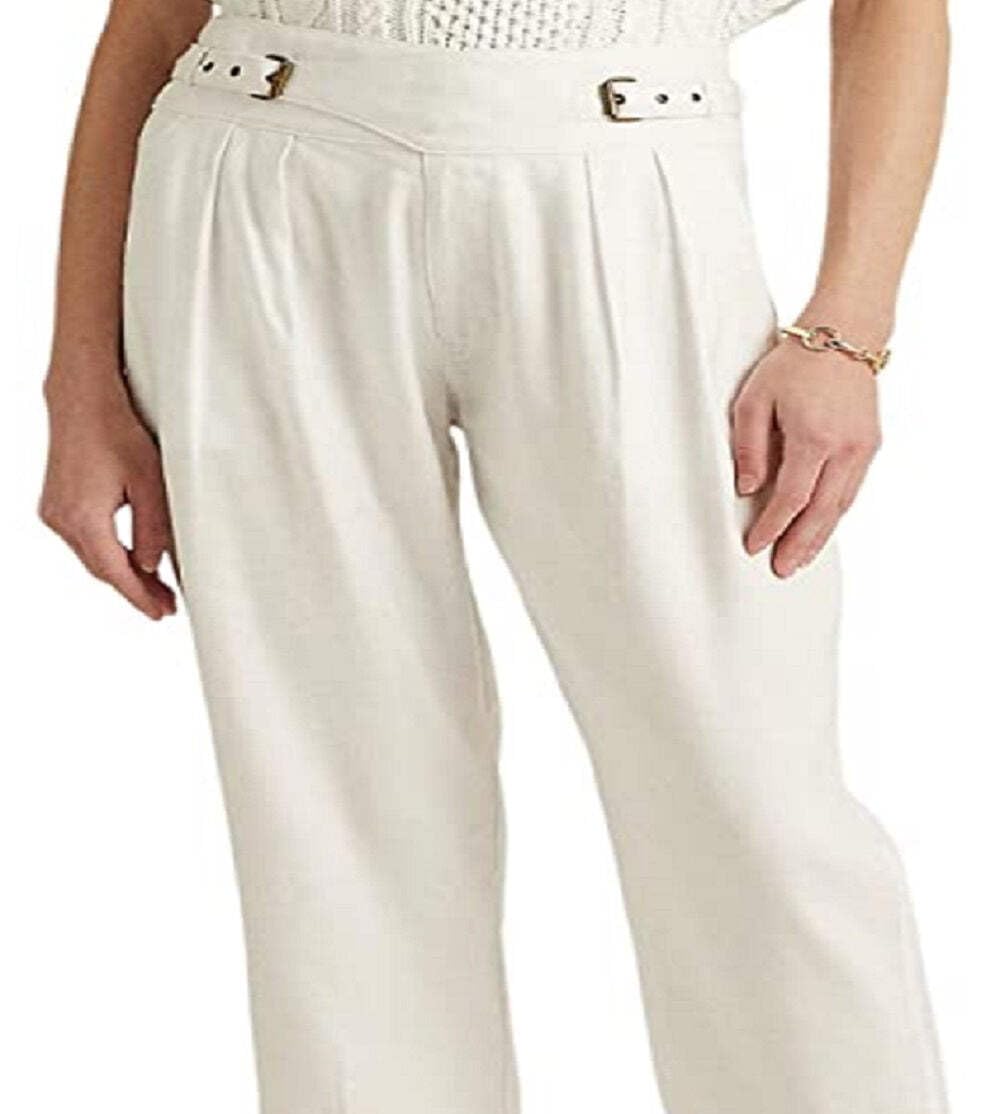 Ralph Lauren Women's Pleated Twill Ankle Pants White Size 6
